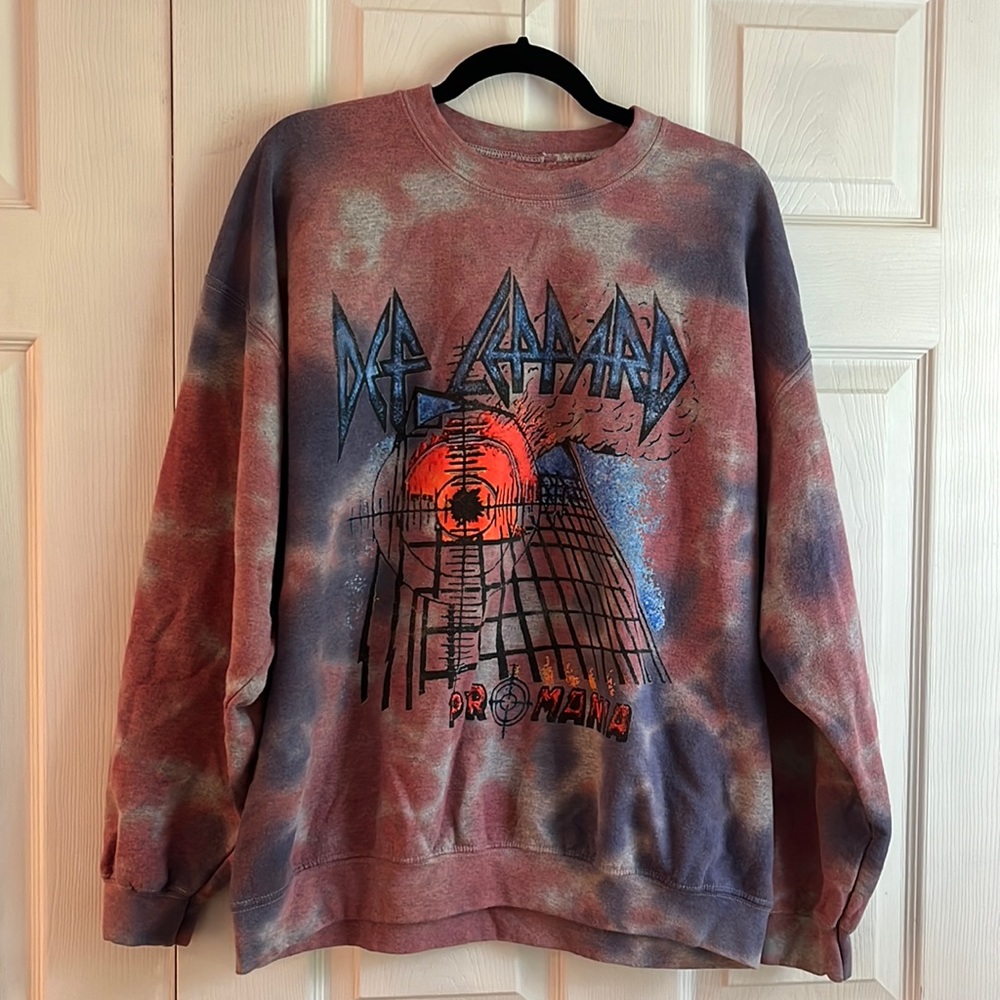 Def Leppard tie dye crew neck sweatshirt